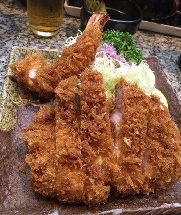 上ロースに海老一尾追加