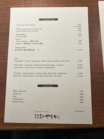 Drink menu .