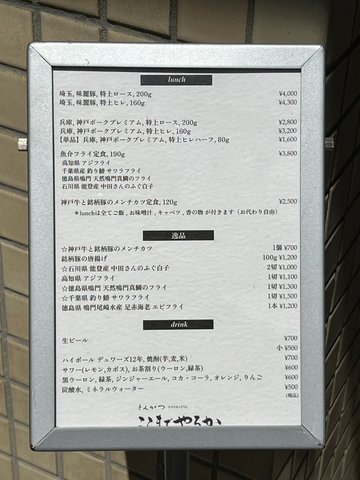Menu in Japanese 