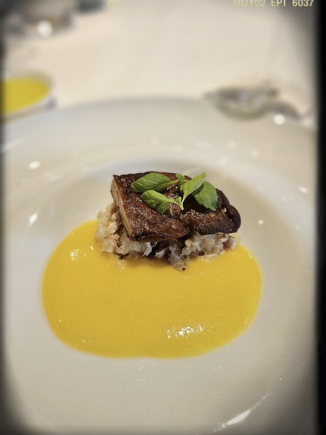 Foie gras, pacific sauries, mandarin